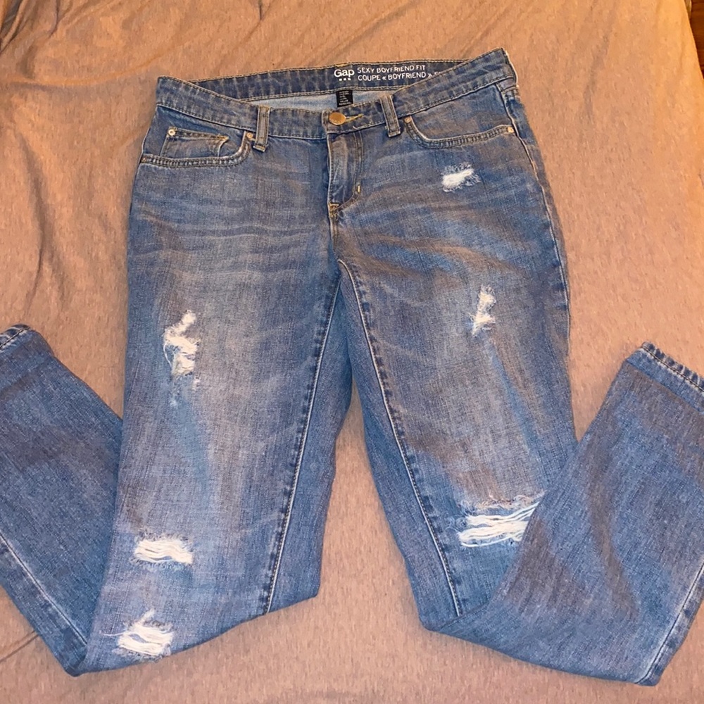Gap mid rise boyfriend jeans!